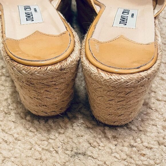 100% authentic Jimmy Choo Tan Patent Leather Espadrilles Sz39 - Picture 5 of 14